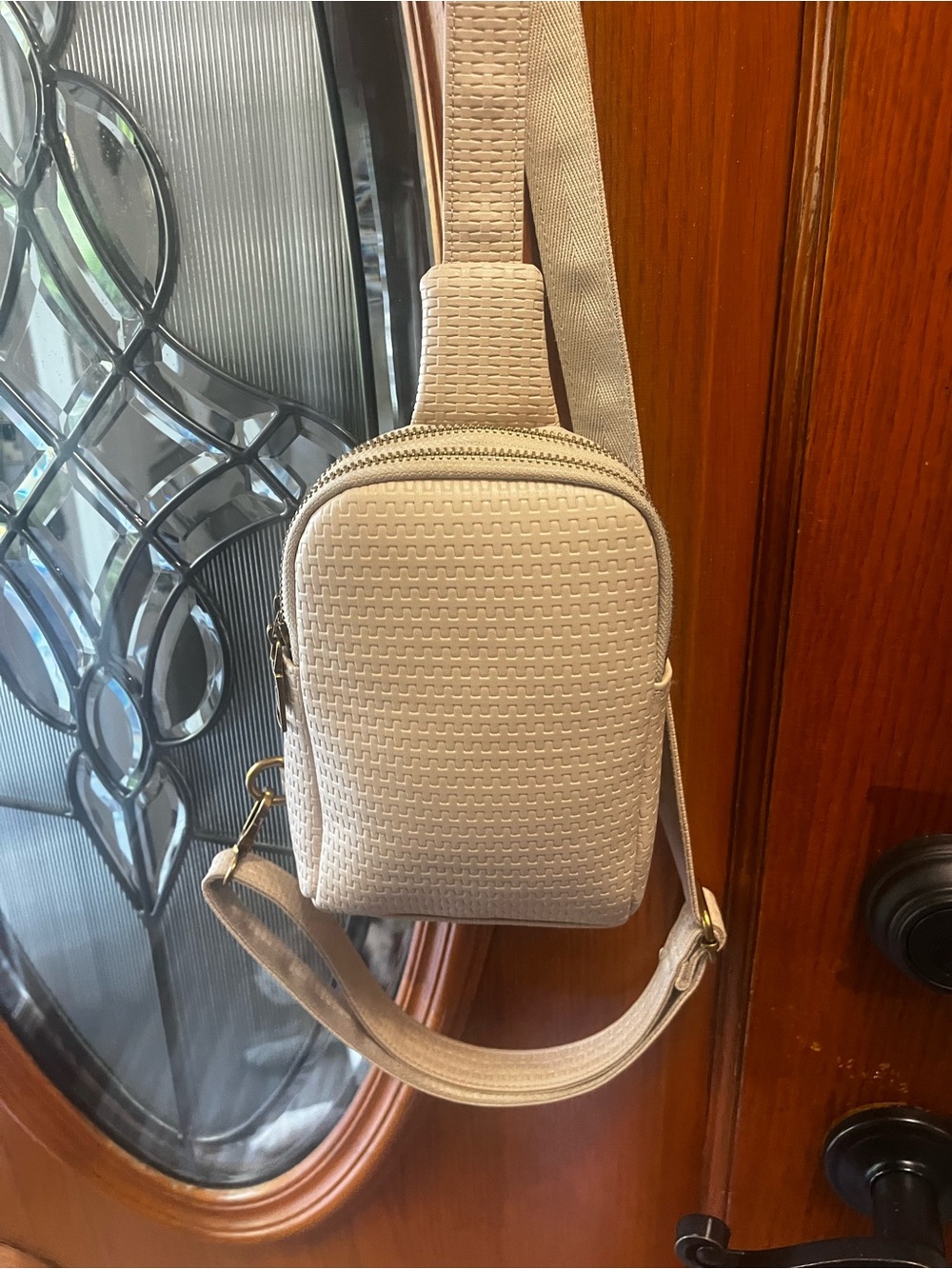 Textured Cream Crossbody Sling Purse – Women